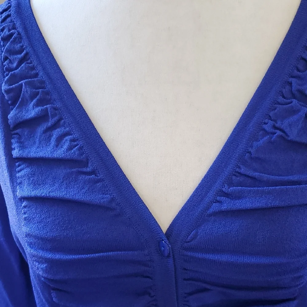 Vibrant Blue Ruched Cardigan - Picture 6 of 11